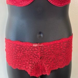 Red Lace High Waist Plus Size Panties
